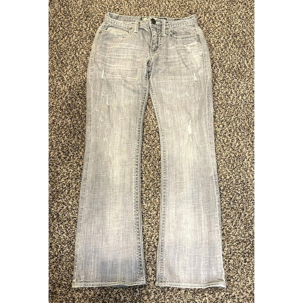 BKE Aiden Womens Jeans Size 26S Bootcut Gray Distressed Low Rise